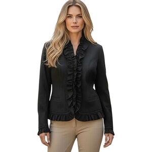 INC  BLACK RUFFLE FITTED BLAZER SIZE Xl Nwot